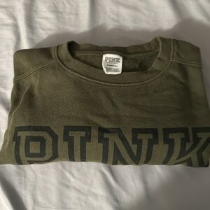 Pink olive green crewneck sweater size small